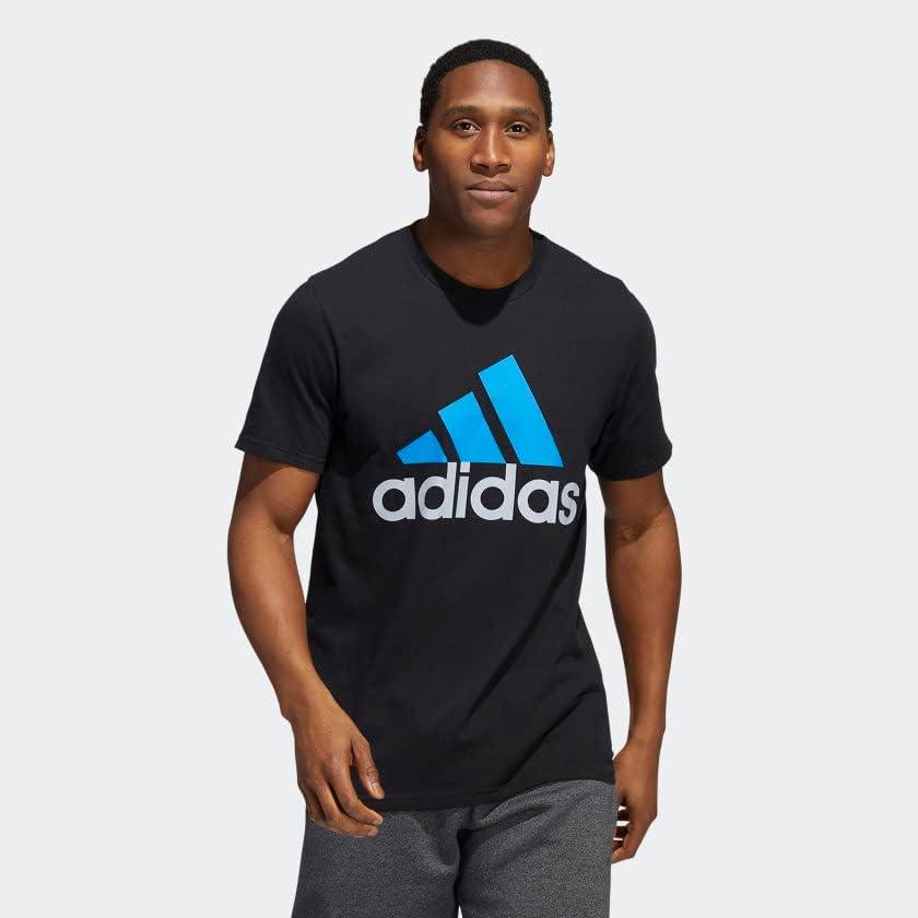 imageadidas Mens Basic Badge Of Sport TShirtBlackBlue RushHalo Silver