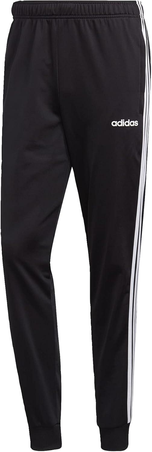 imageadidas Mens Essentials 3Stripes Tapered Pant Tricot BlackBlackBlack XLargeBlackWhite