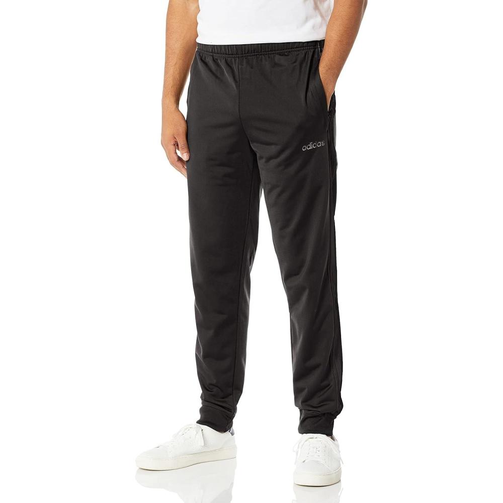 imageadidas Mens Athletics Essentials 3 Stripes Tapered Tricot PantBlackBlack