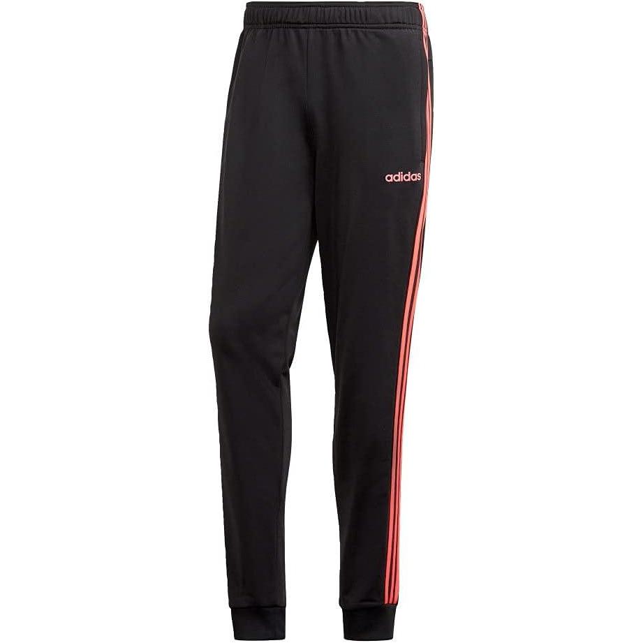 imageadidas Mens Athletics Essentials 3 Stripes Tapered Tricot PantBlackSignal Pink