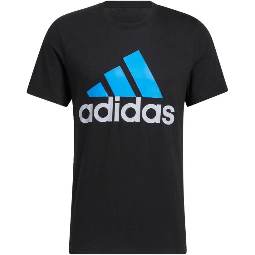 imageadidas Mens Basic Badge Of Sport TShirtBlackBlue RushHalo Silver