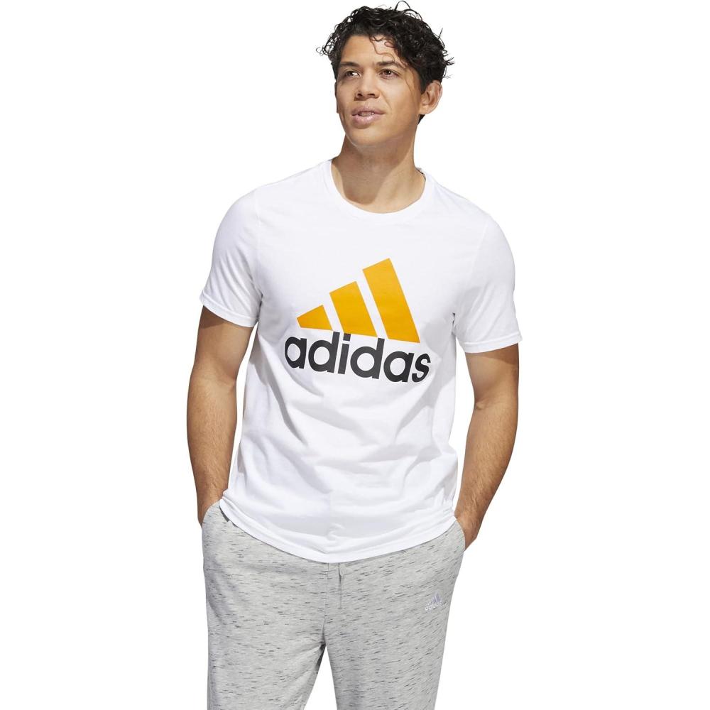 imageadidas Mens Basic Badge Of Sport TShirtWhiteBright OrangeBlack