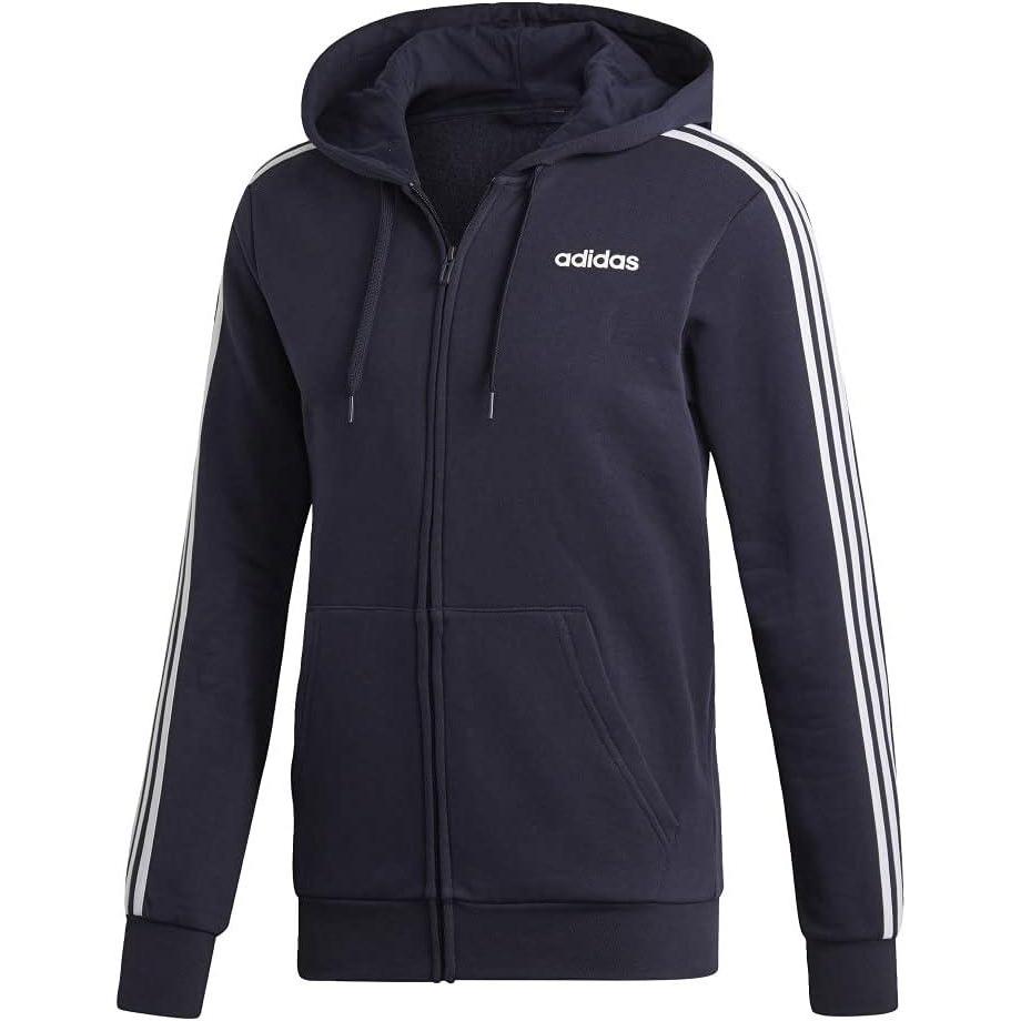 imageadidas Mens Essentials 3Stripes Fleece HoodieLegend InkWhite