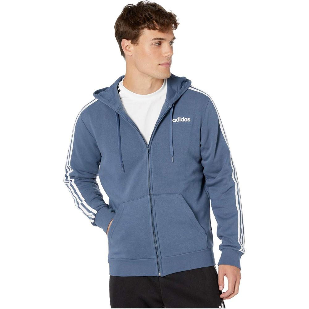 imageadidas Mens Essentials 3Stripes Fleece HoodieTech Ink