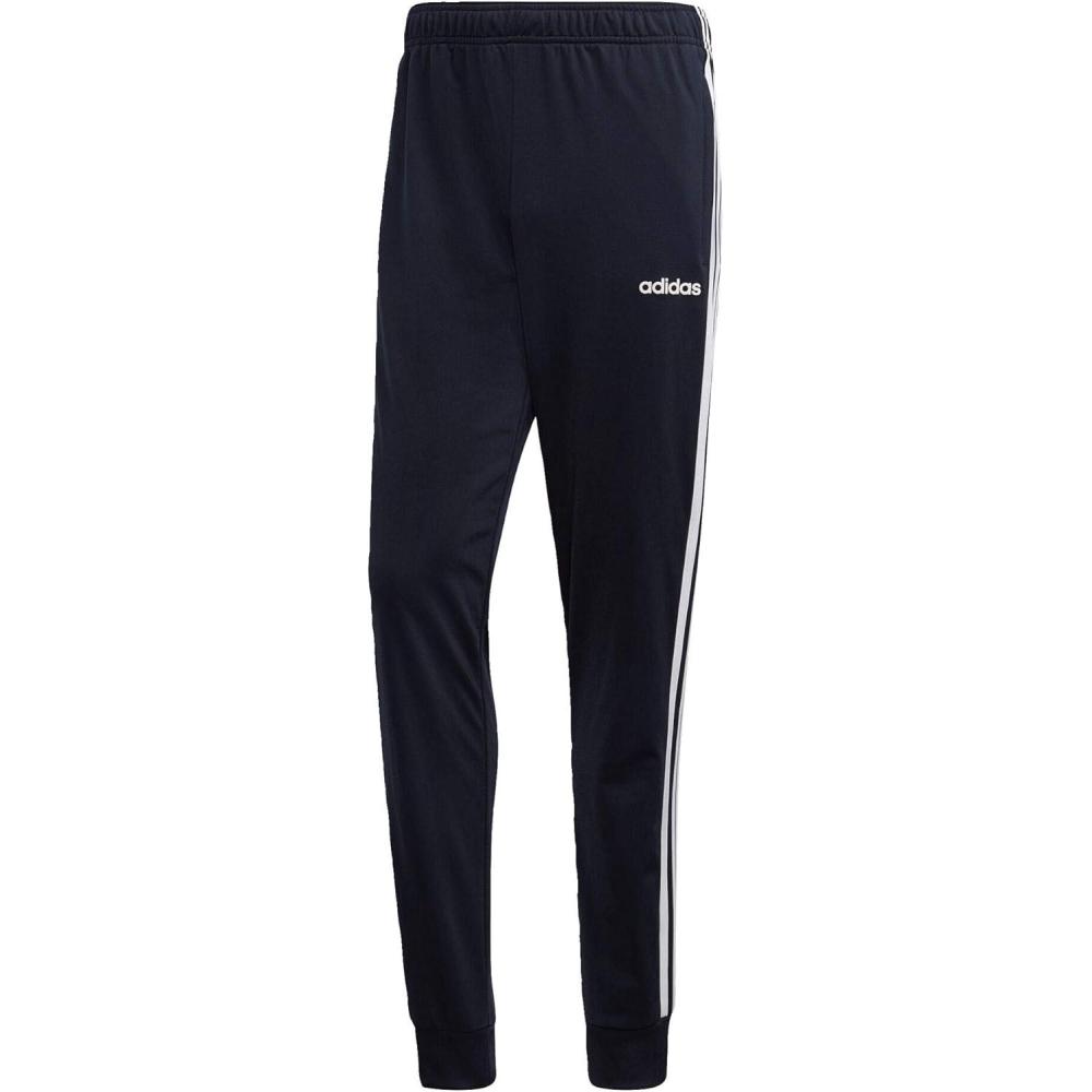 imageadidas Mens Essentials 3Stripes Tapered Tricot PantsInkWhite