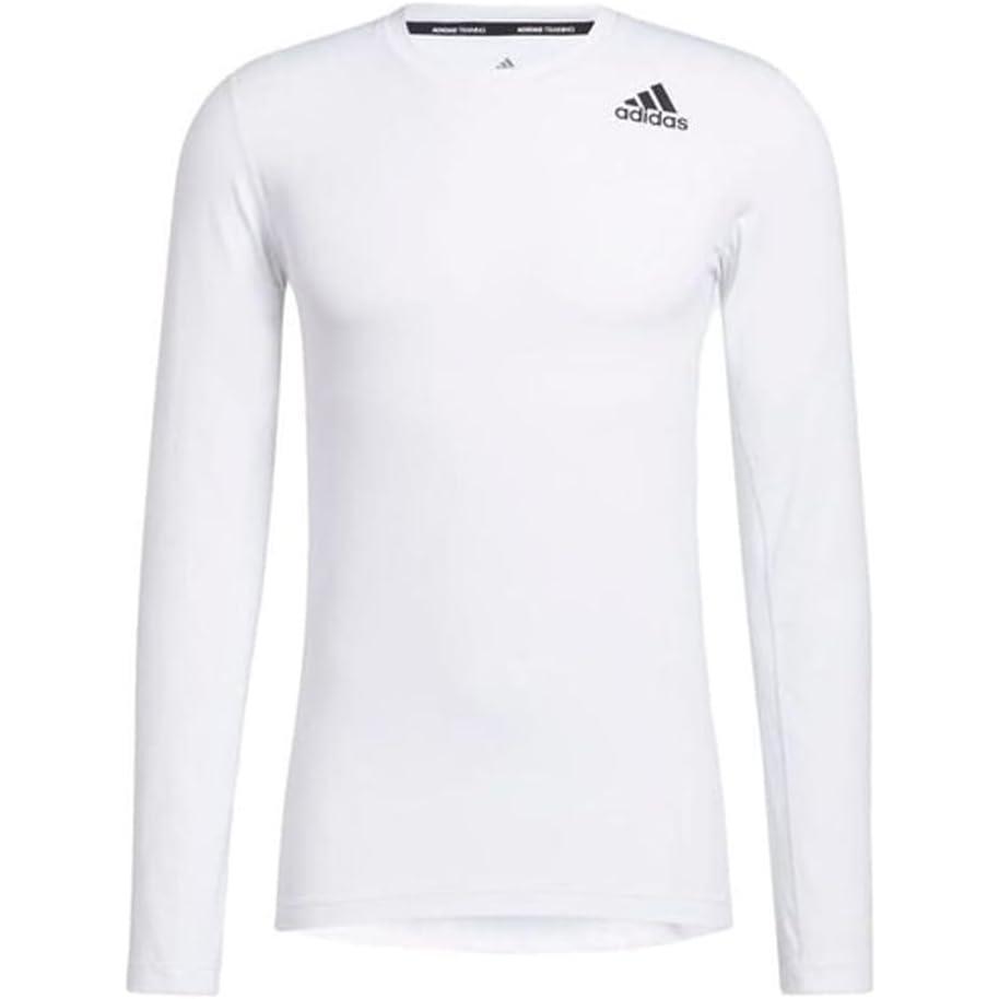 imageadidas Mens Techfit Fitted Long Sleeve TeeWhite