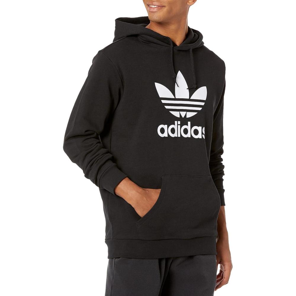 imageadidas Originals mens Graphics Trefoil Series HoodieBlackWhite 2021