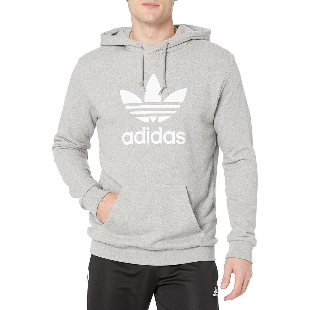 imageadidas Originals mens Graphics Trefoil Series HoodieMedium Grey HeatherWhite