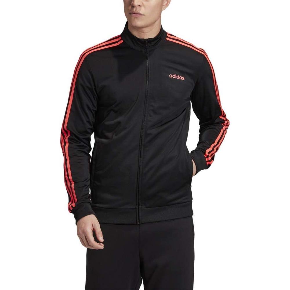 imageadidas mens Athletics Essential Tricot 3stripes JacketBlackSignal Pink