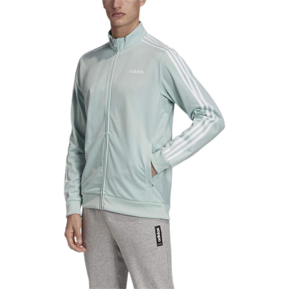 imageadidas mens Athletics Essential Tricot 3stripes JacketGreen TintWhite