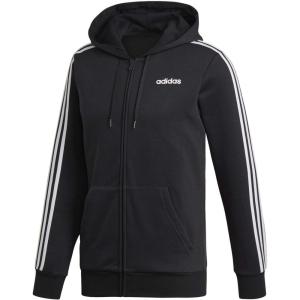 adidas Men’s Essentials 3-Stripes Fleece Hoodie(Black/White)