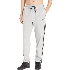 adidas Men’s Essentials 3-Stripes Tapered Open Hem Pants(Medium Grey Heather/Black/Solid Grey)