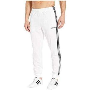 adidas Men’s Essentials 3-Stripes Tapered Pant Tricot, Black/Black/Black, X-Large(White)