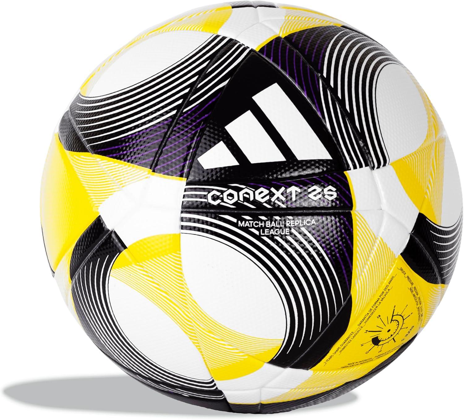 imageadidas UnisexAdult CoNext25 League Soccer Ball WhiteYellowPantone 5