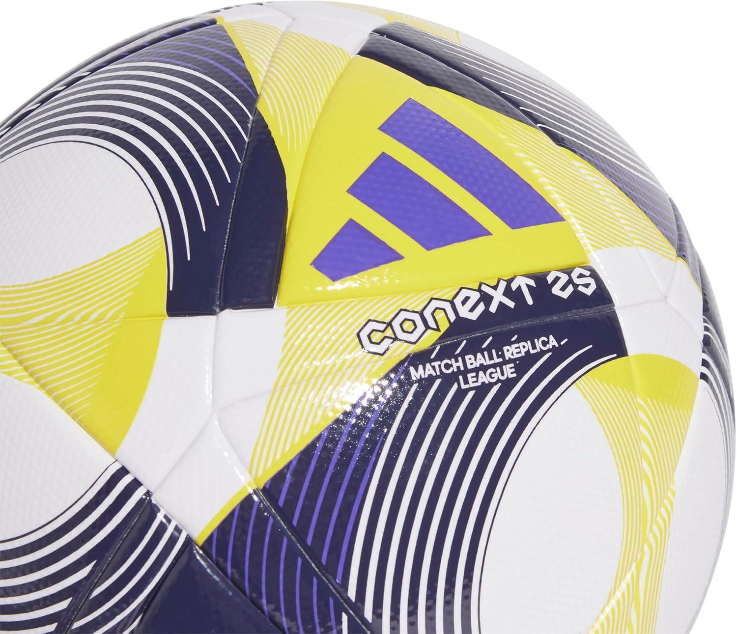 imageadidas UnisexAdult CoNext25 League Soccer Ball WhiteYellowPantone 5