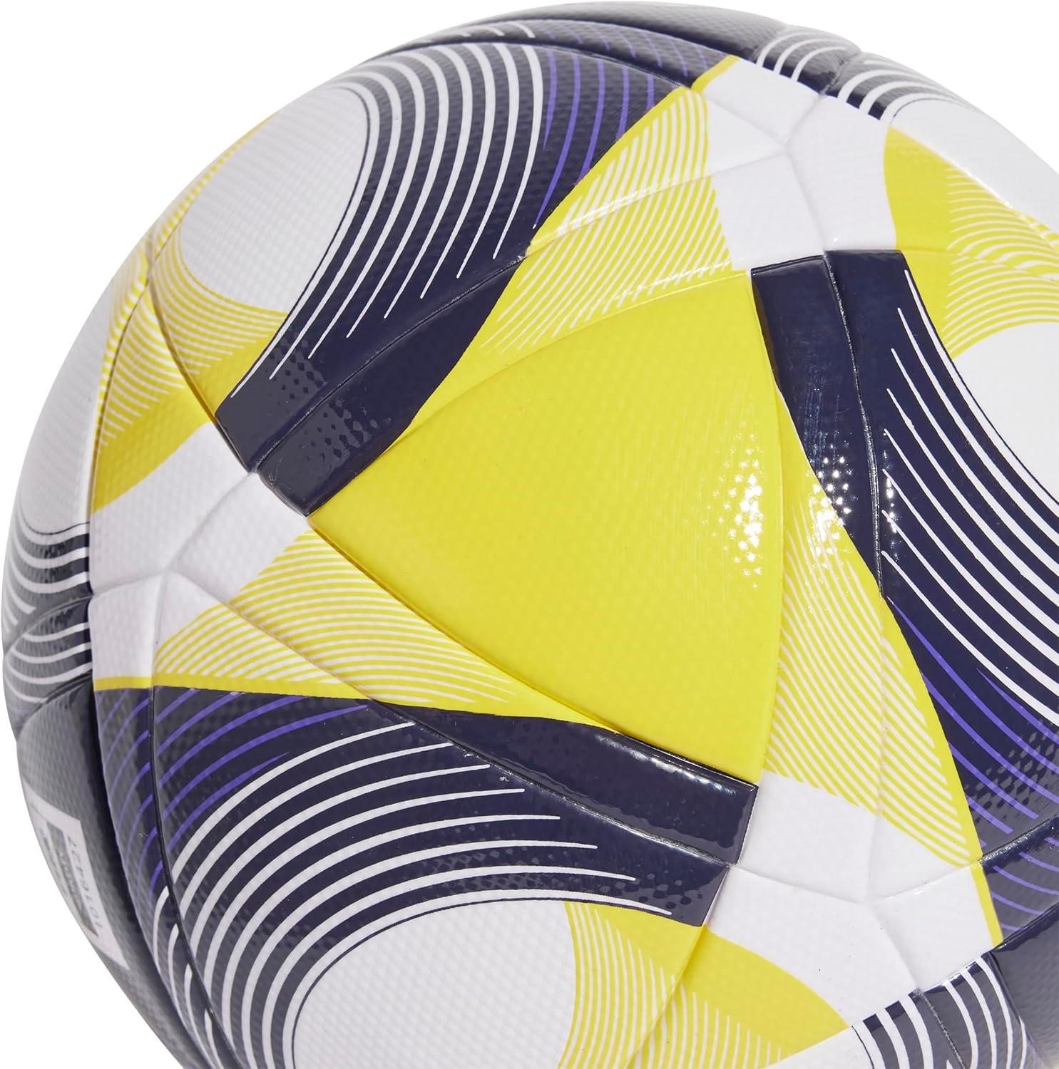 imageadidas UnisexAdult CoNext25 League Soccer Ball WhiteYellowPantone 5