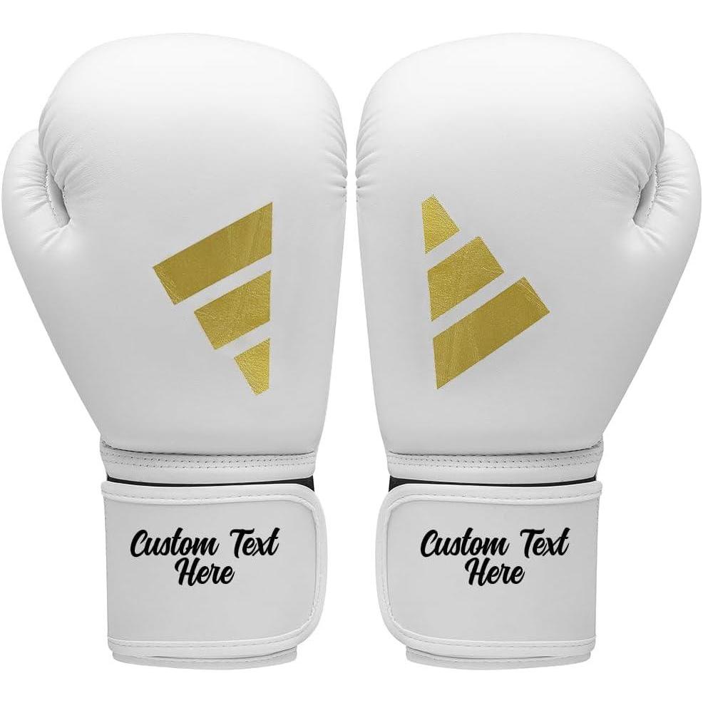 imageAdidas Custom Boxing Gloves  Speed 50  for Boxing Kickboxing MMA Bag Training ampamp Fitness  Custom Boxing Gloves for Gifts SouvenirsWhite Gold
