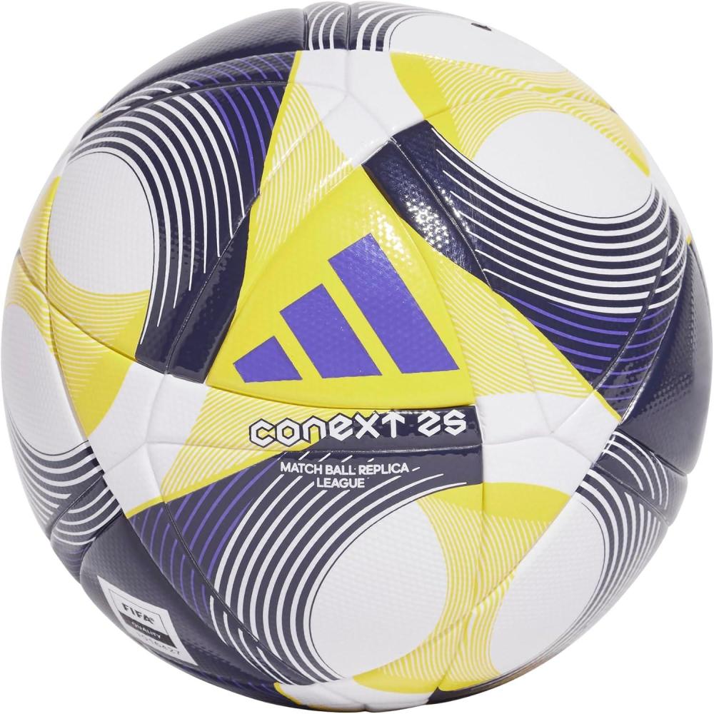 imageadidas UnisexAdult CoNext25 League Soccer Ball WhiteYellowPantone 5