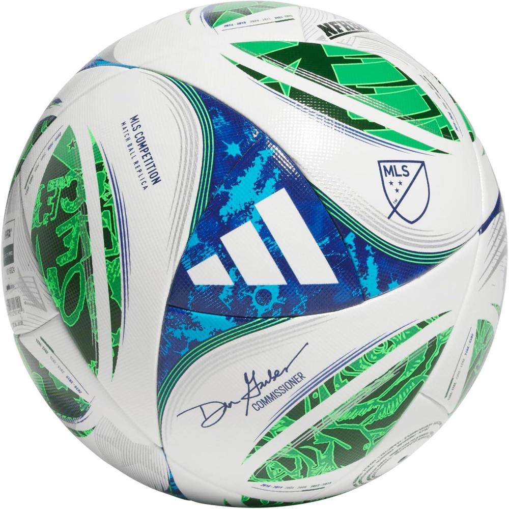 imageadidas UnisexAdult MLS Competition Soccer Ball WhiteGreenSOLBLUGLOBLU 4
