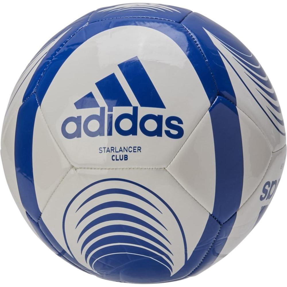 imageadidas UnisexAdult Starlancer Club Soccer Ball WhiteRoyal Blue 4