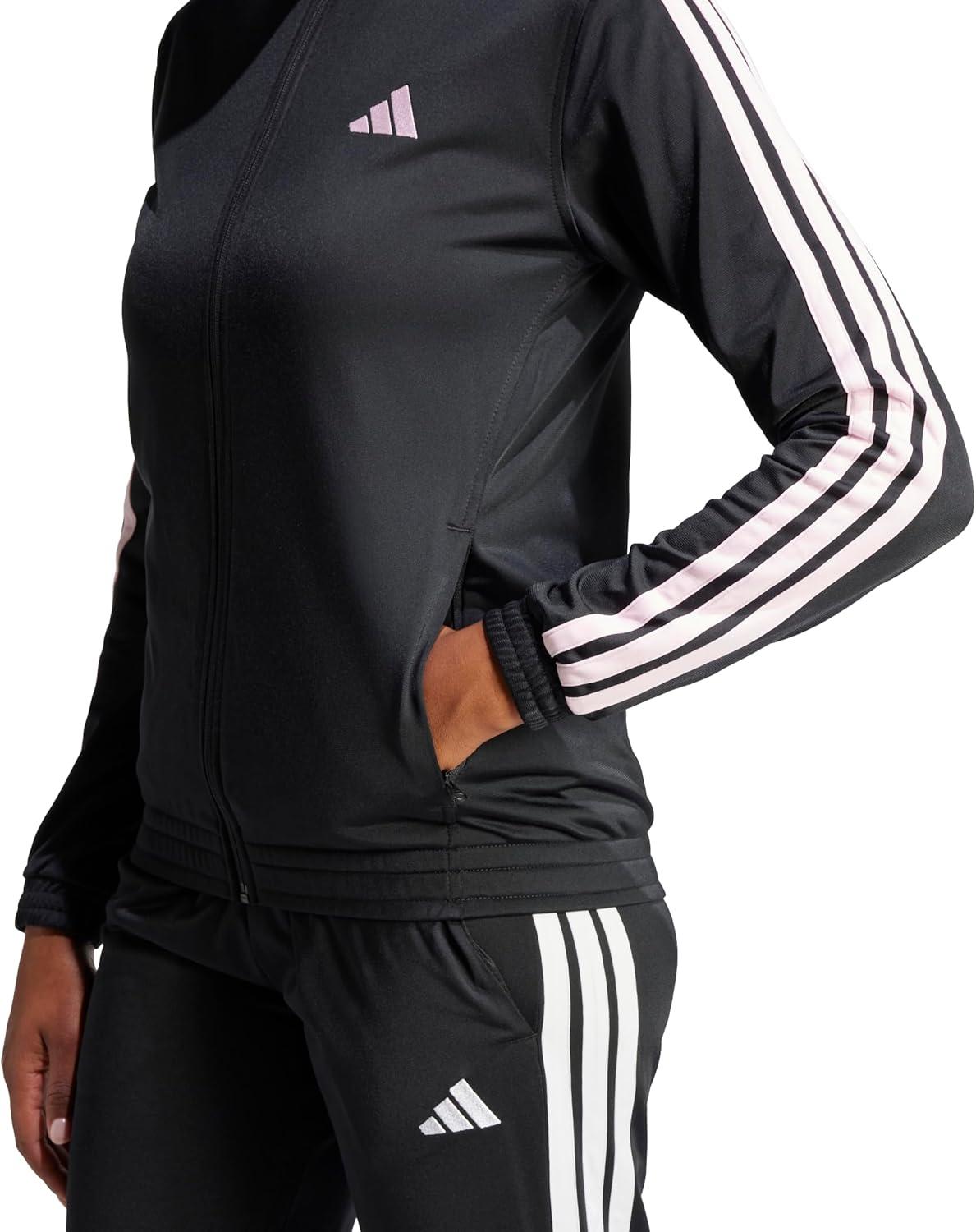 imageadidas Womens Tricot 3stripes Track TopBlackClear Pink