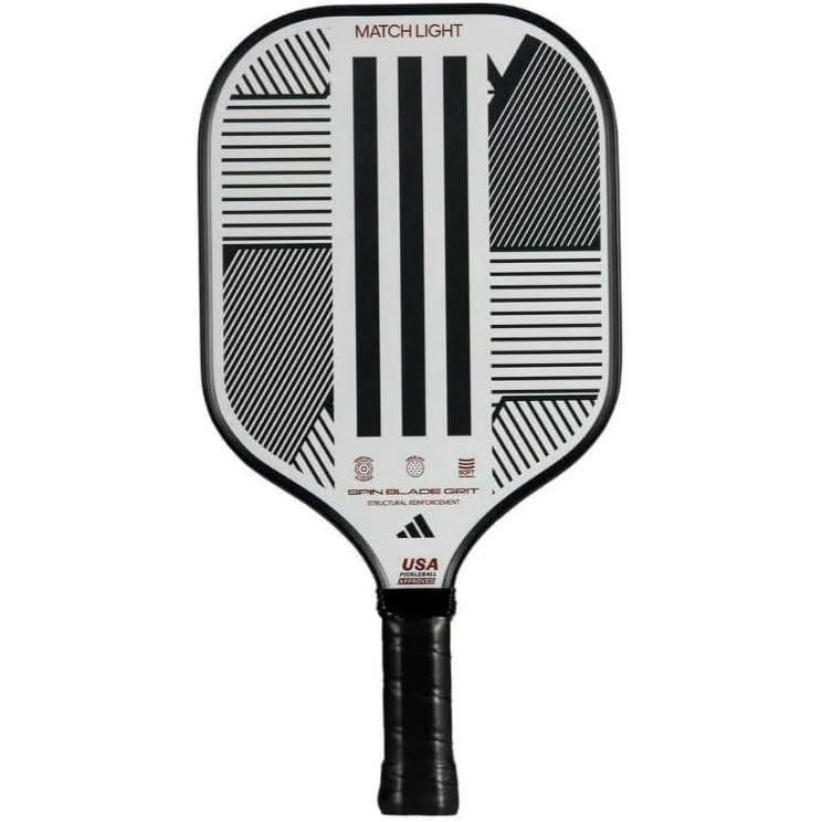 imageAdidas Match Pickleball Paddle  Fiberglass Surface  Polypropylene Honeycomb Core  Featuring Spinblade Grit  Designed for Beginners  USAPA Approved2024 Match Lite White