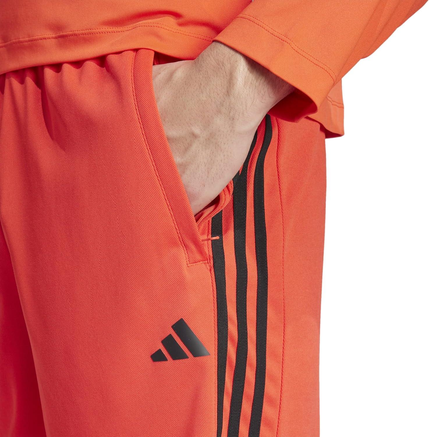 imageadidas Mens Train Essentials Piqu 3Stripes ShortsBright RedBlack