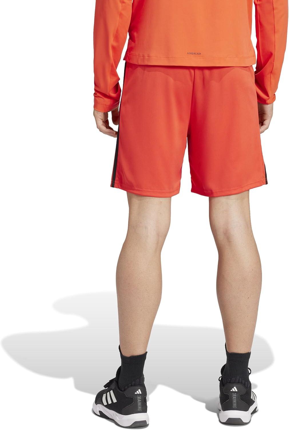 imageadidas Mens Train Essentials Piqu 3Stripes ShortsBright RedBlack