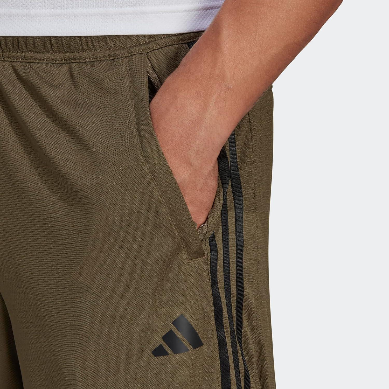 imageadidas Mens Train Essentials Piqu 3Stripes ShortsOlive StrataBlackOlive Strata