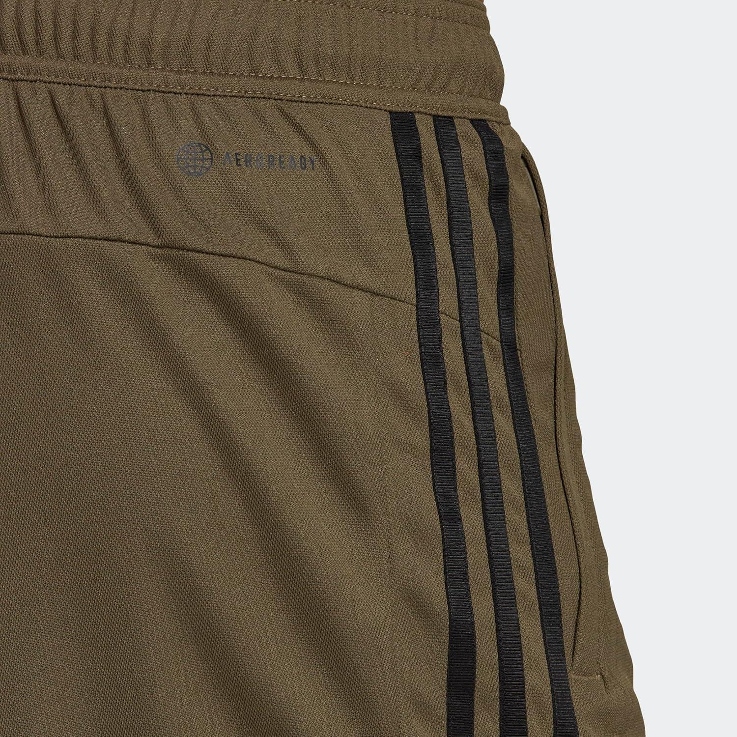 imageadidas Mens Train Essentials Piqu 3Stripes ShortsOlive StrataBlackOlive Strata