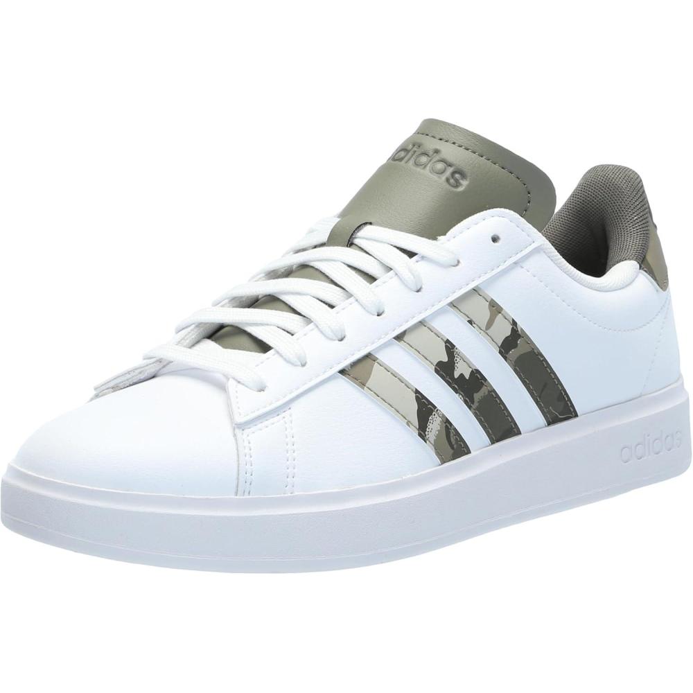 imageadidas Mens Grand Court 20 ShoeWhiteOlive StrataShadow Olive