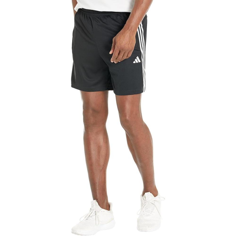 imageadidas Mens Train Essentials Piqu 3Stripes ShortsBlackWhiteBlack