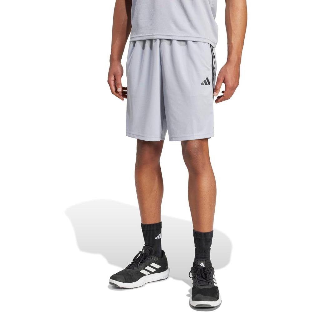 imageadidas Mens Train Essentials Piqu 3Stripes ShortsHalo SilverBlack