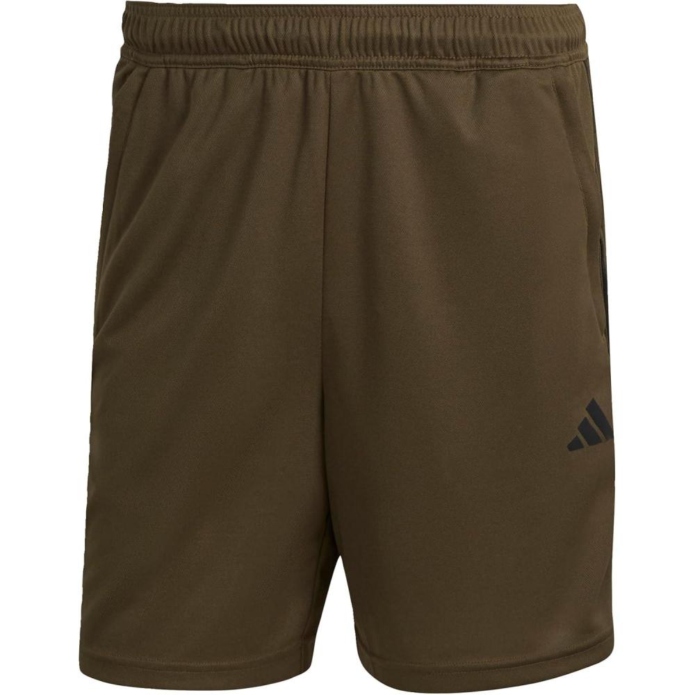 imageadidas Mens Train Essentials Piqu 3Stripes ShortsOlive StrataBlackOlive Strata