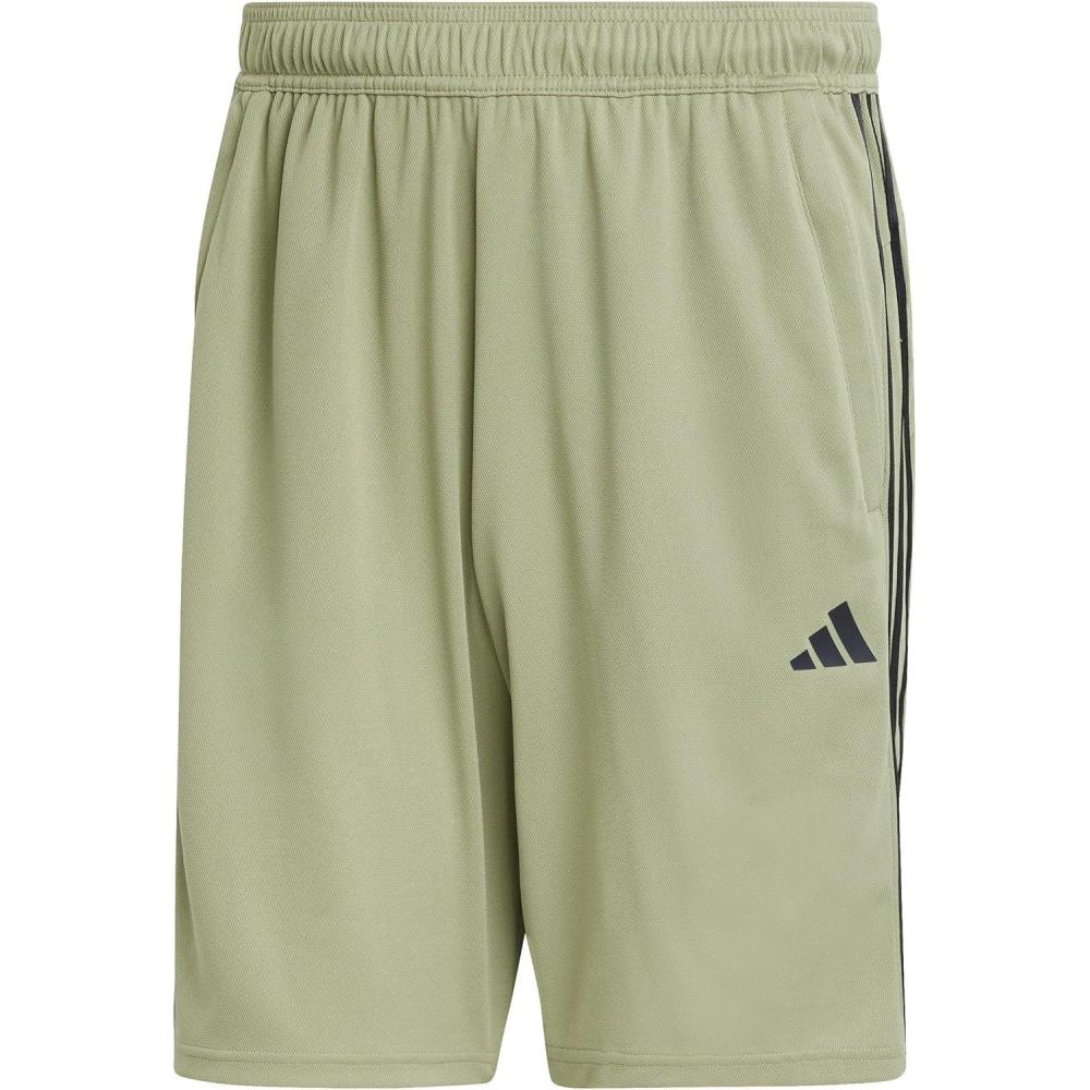 imageadidas Mens Train Essentials Piqu 3Stripes ShortsTent GreenBlack