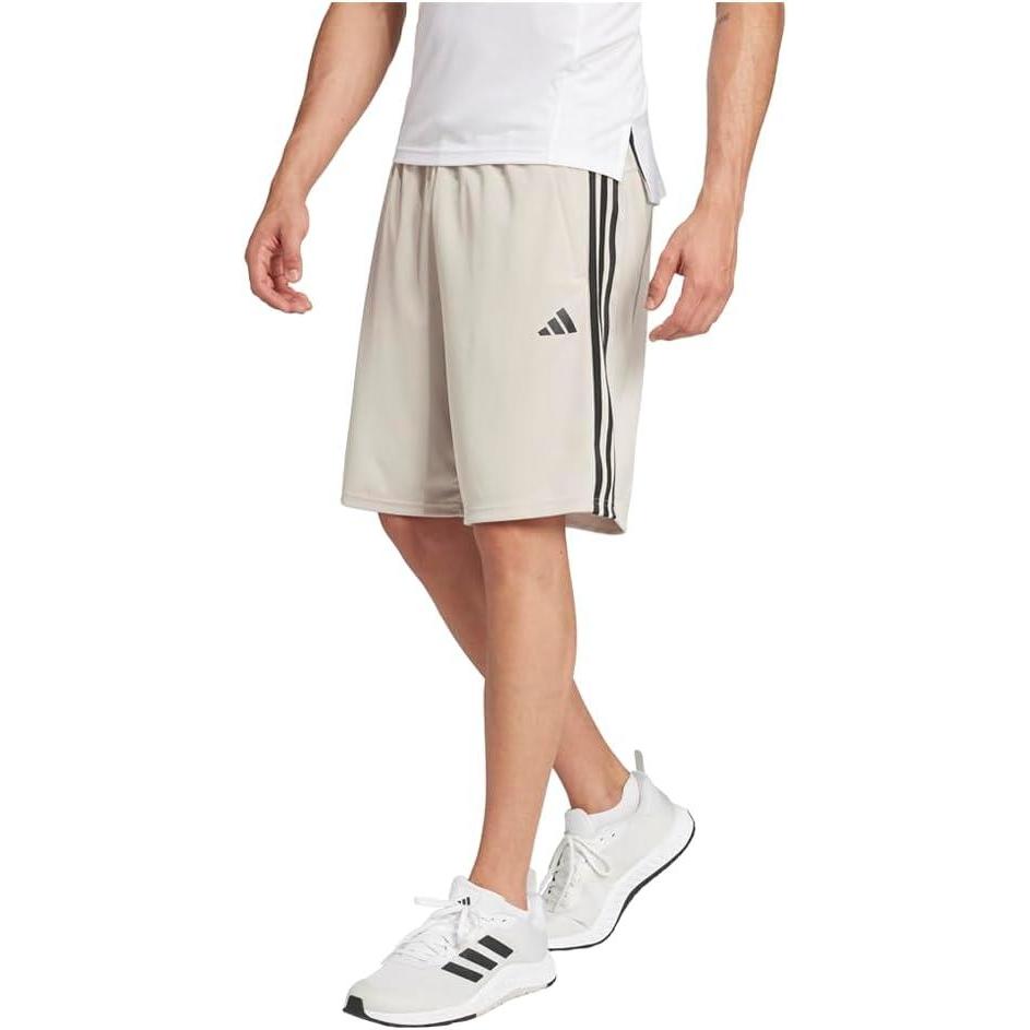 imageadidas Mens Train Essentials Piqu 3Stripes ShortsWonder BeigeBlack