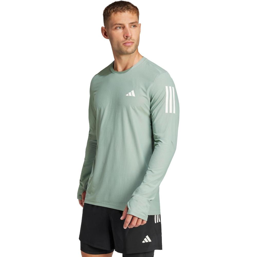 imageadidas Mens Own The Run Long Sleeve TShirtSilver Green