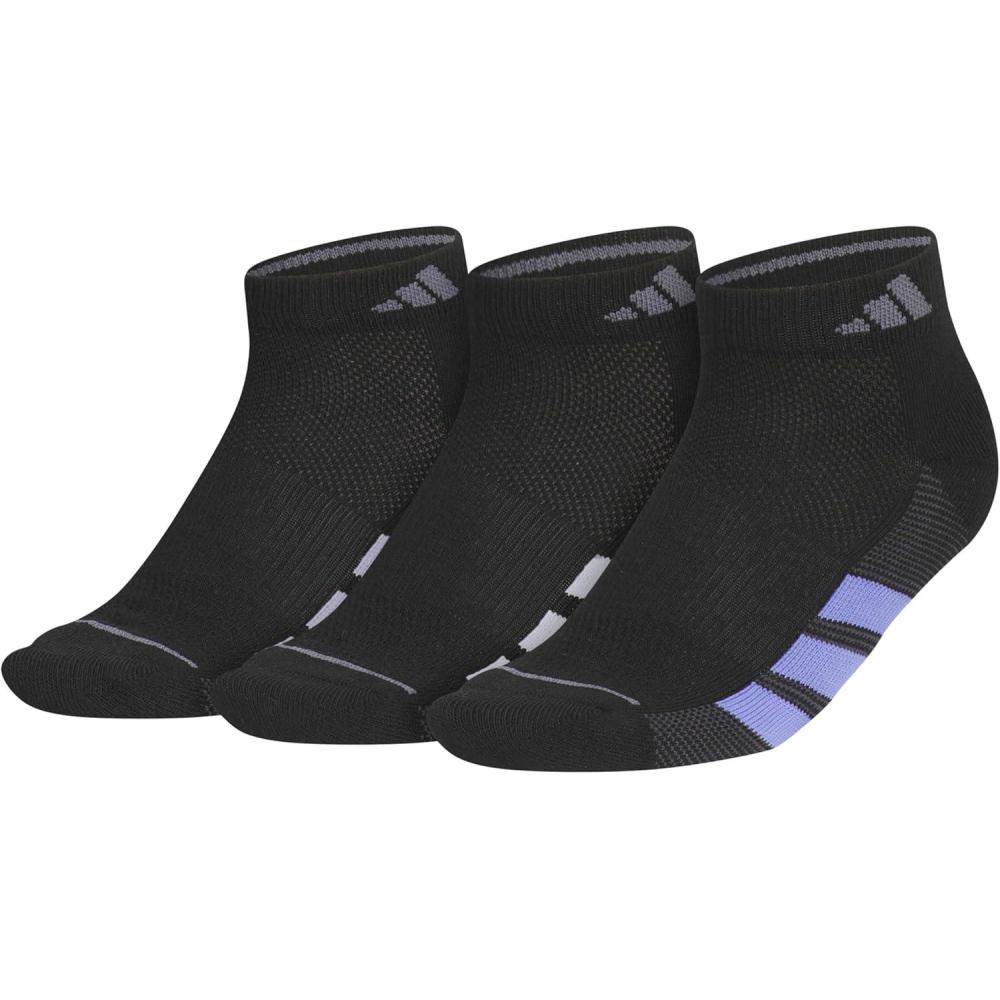 imageadidas Womens All Day Training Workout Socks 3 Pairs Multiple HeightsBlackViolet Tone PurpleWhite