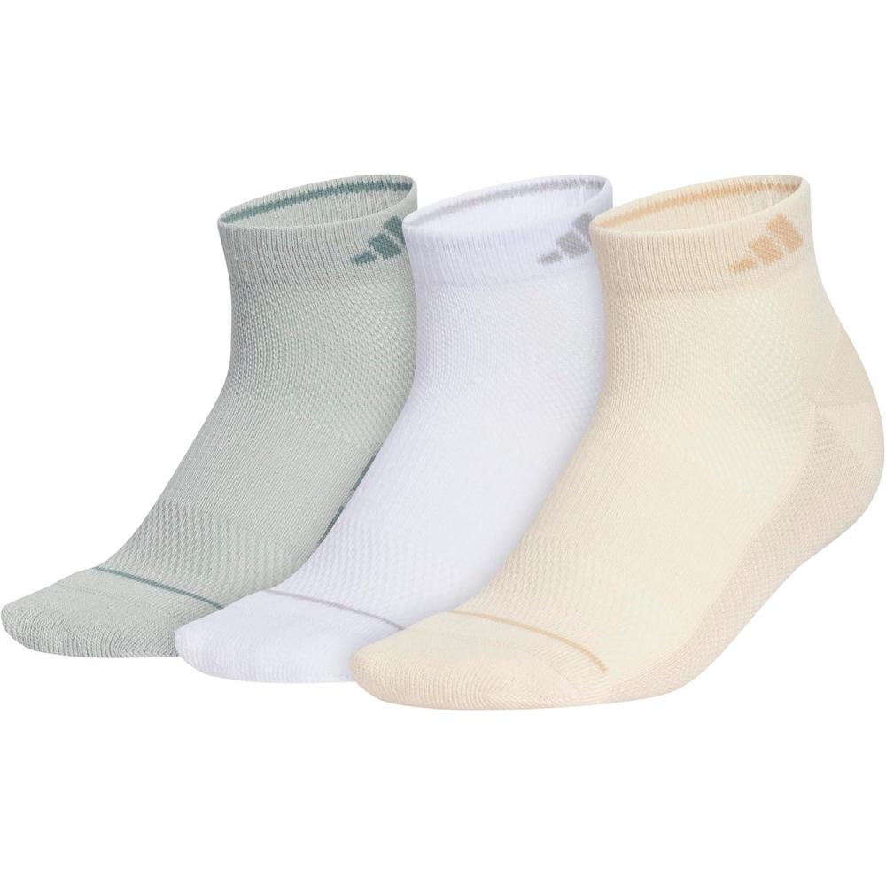 imageadidas Womens All Day Training Workout Socks 3 Pairs Multiple HeightsWonder Sage GreenWhiteCrystal Linen Beige