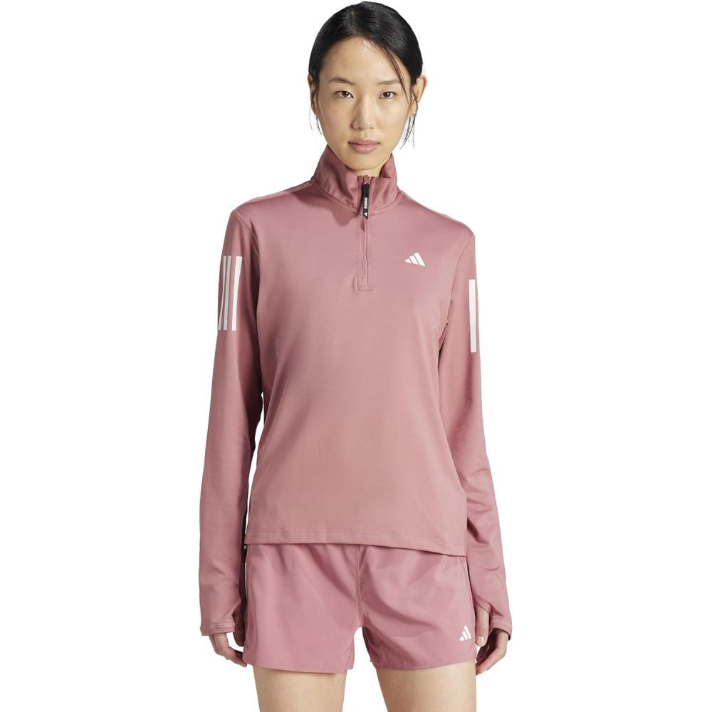 imageadidas womens Own the Run HalfzipPreloved Crimson