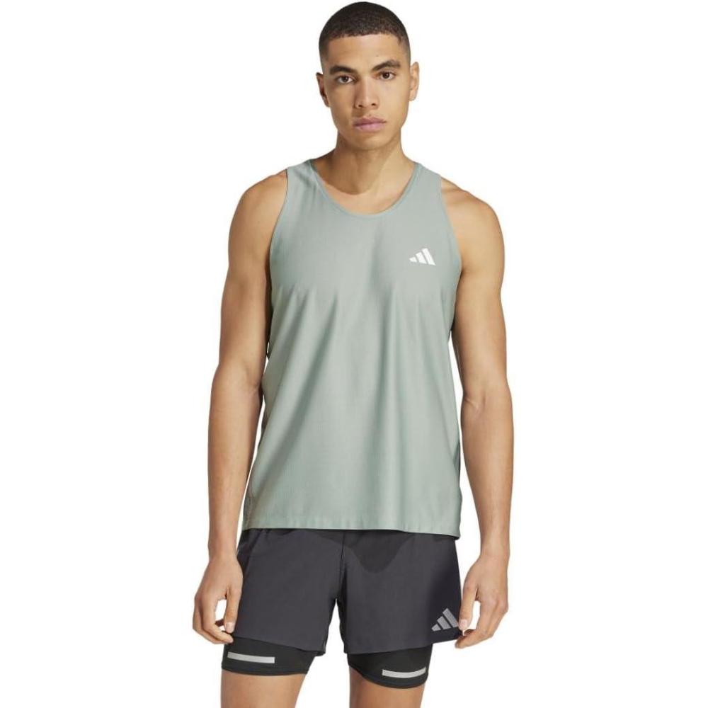 imageadidas Mens Own The Run Tank TopSilver GreenGreen