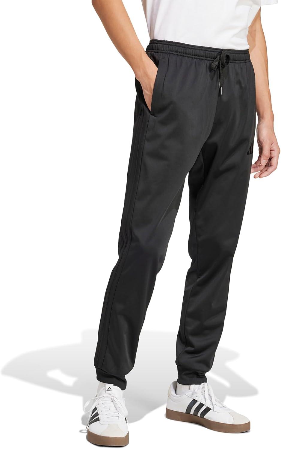 imageadidas Mens 3Stripes Tricot Tapered Track PantsBlackBlack