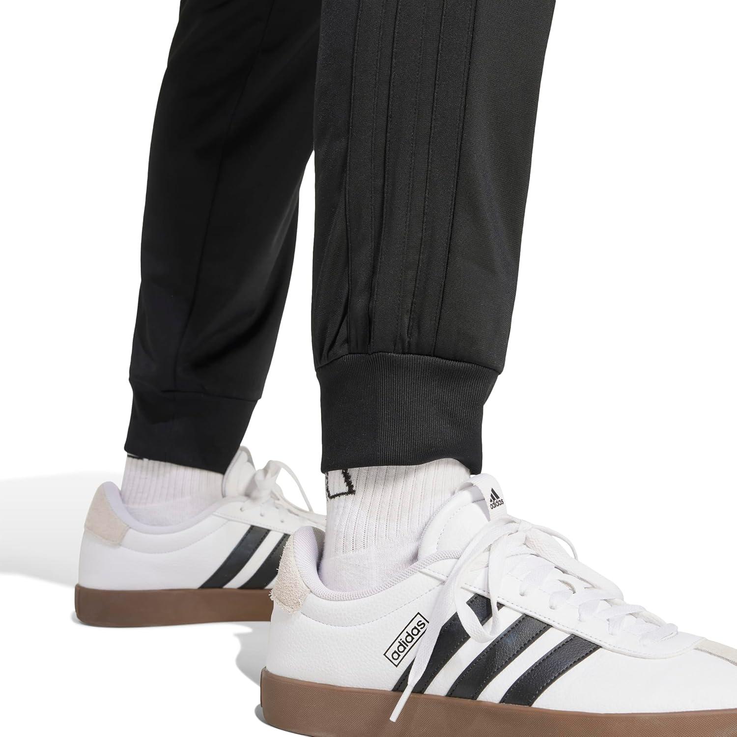 imageadidas Mens 3Stripes Tricot Tapered Track PantsBlackBlack