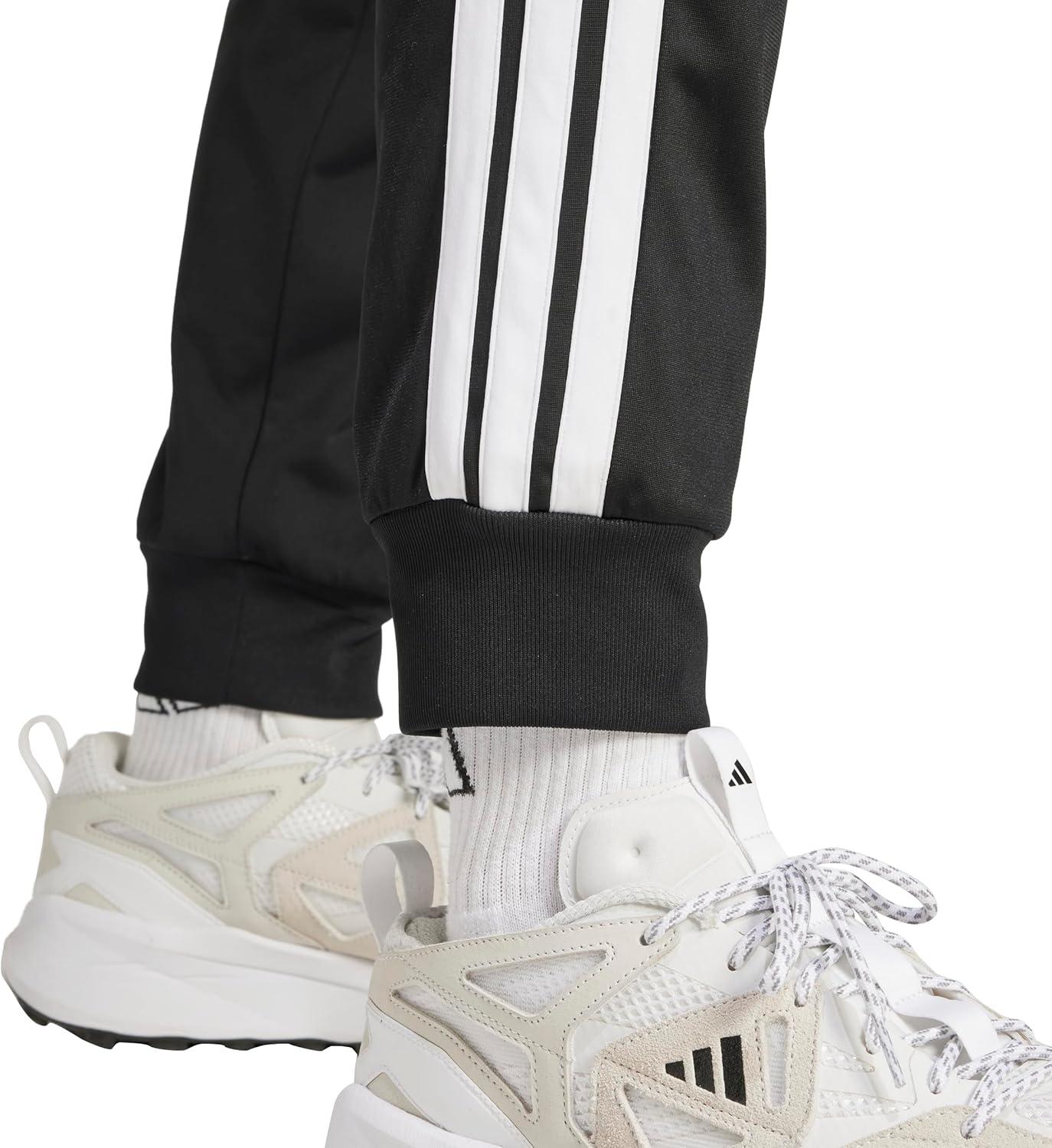 imageadidas Mens 3Stripes Tricot Tapered Track PantsBlackWhite