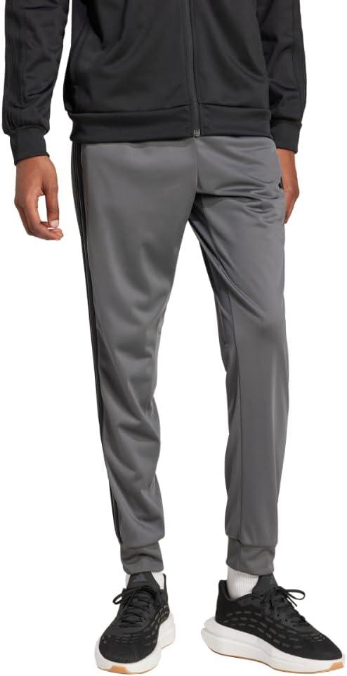 imageadidas Mens 3Stripes Tricot Tapered Track PantsGreyBlack