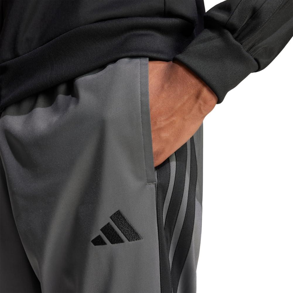 imageadidas Mens 3Stripes Tricot Tapered Track PantsGreyBlack