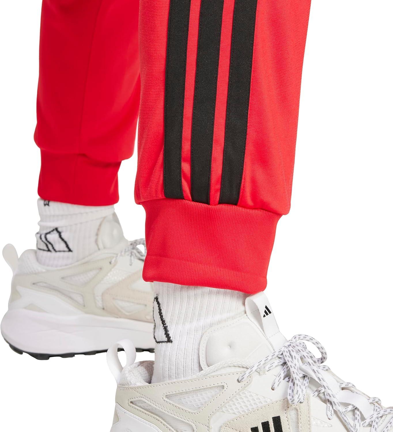 imageadidas Mens 3Stripes Tricot Tapered Track PantsPure Ruby