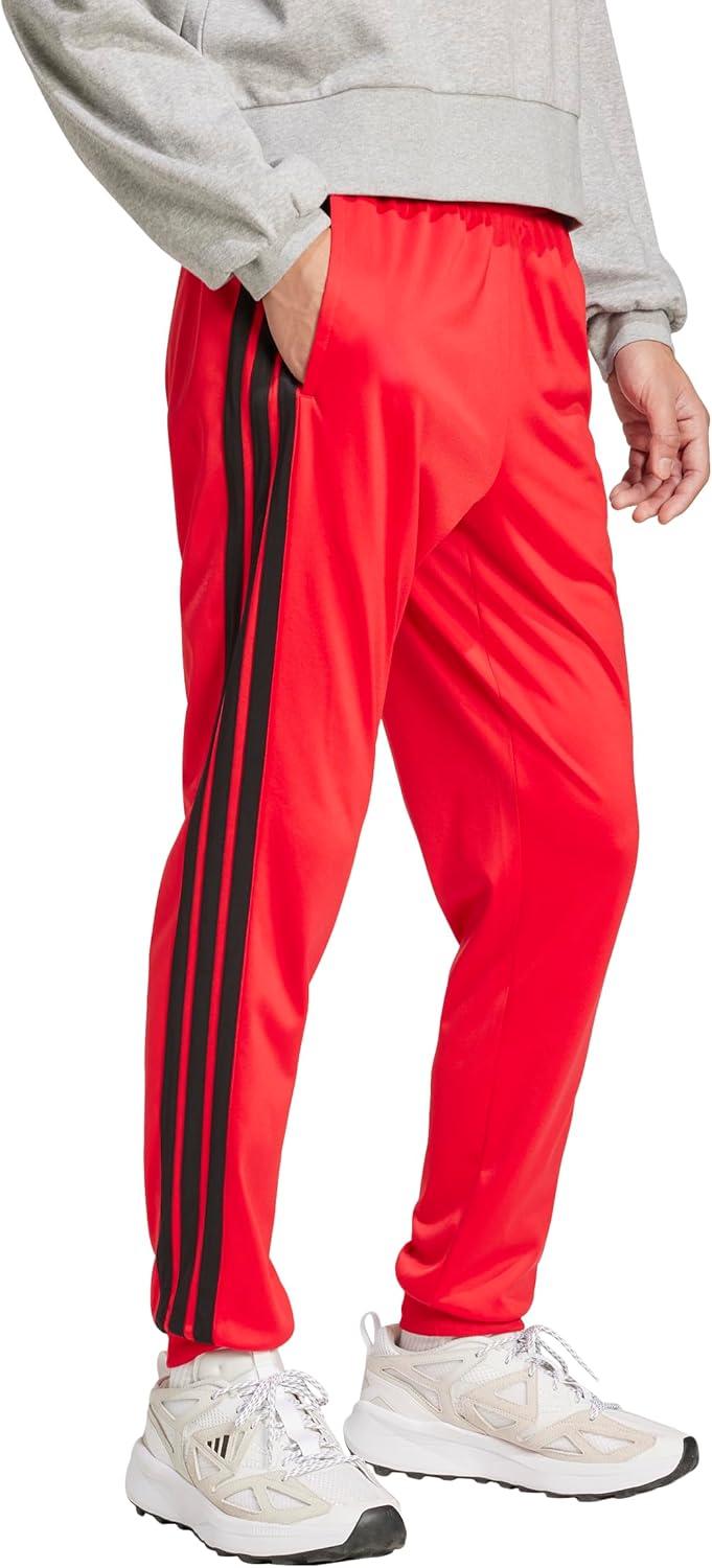 imageadidas Mens 3Stripes Tricot Tapered Track PantsPure Ruby