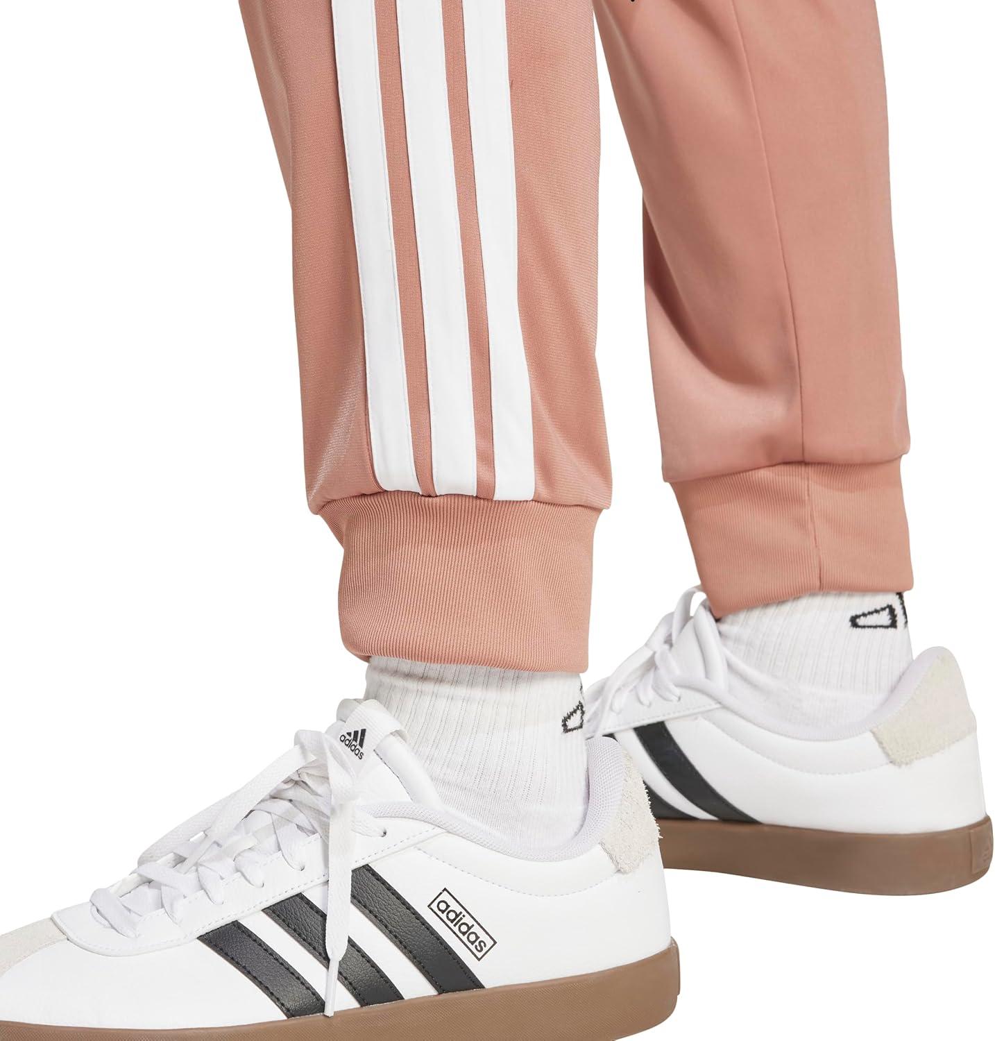 imageadidas Mens 3Stripes Tricot Tapered Track PantsWarm Clay