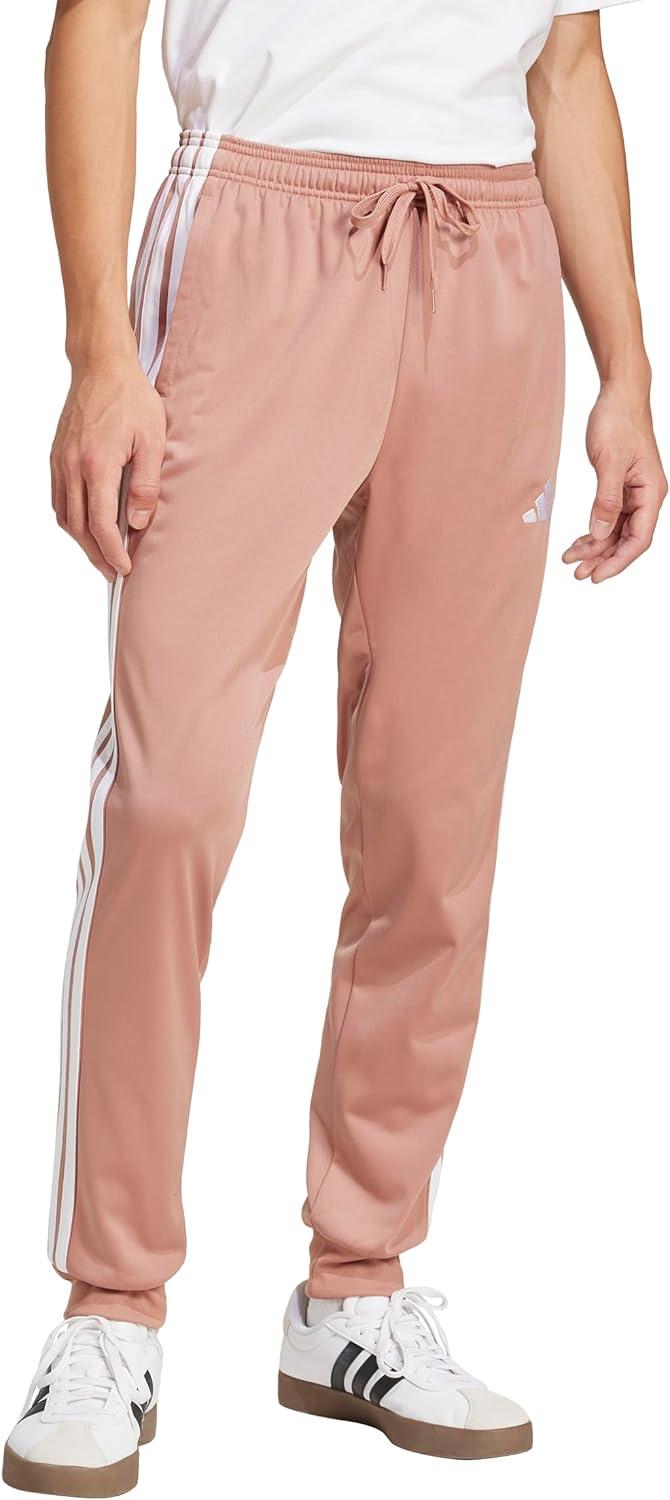 imageadidas Mens 3Stripes Tricot Tapered Track PantsWarm Clay